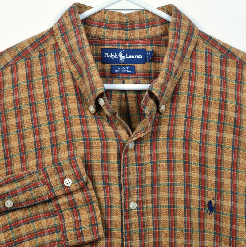 Polo Ralph Lauren Men's 2XL Blake Brown Red Green Plaid Button-Down Shirt