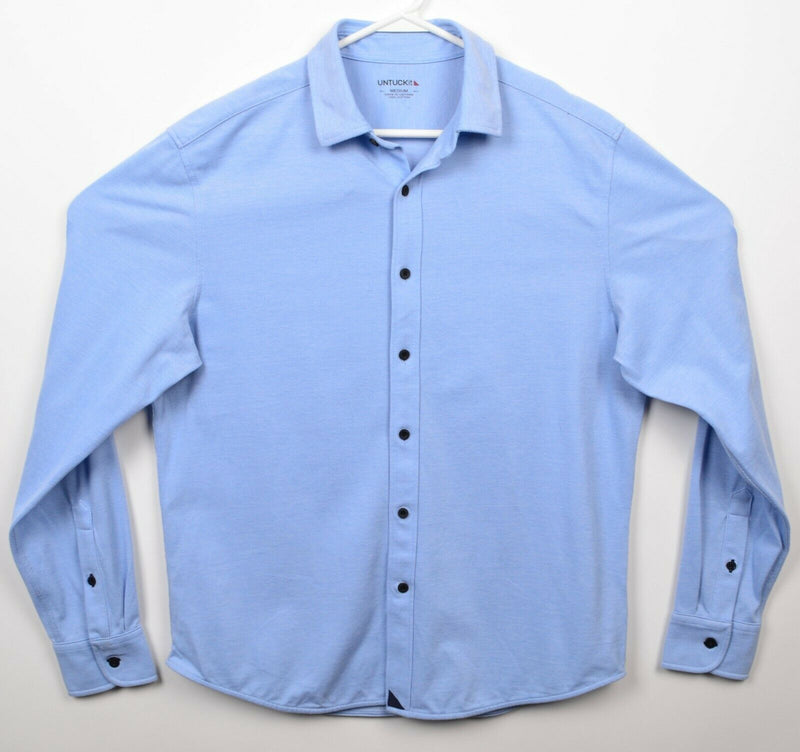 UNTUCKit Men's Medium Solid Light Blue Cotton Stretch Casual Button-Front Shirt