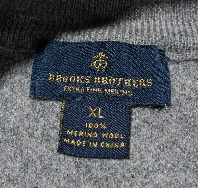 Brooks Brothers Sweater Boy's XL Merino Wool 1/4 Zip Gray Striped Pullover