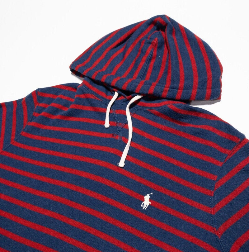 Polo Ralph Lauren Hoodie Men's Large Pullover Knit Blue Red Striped Preppy