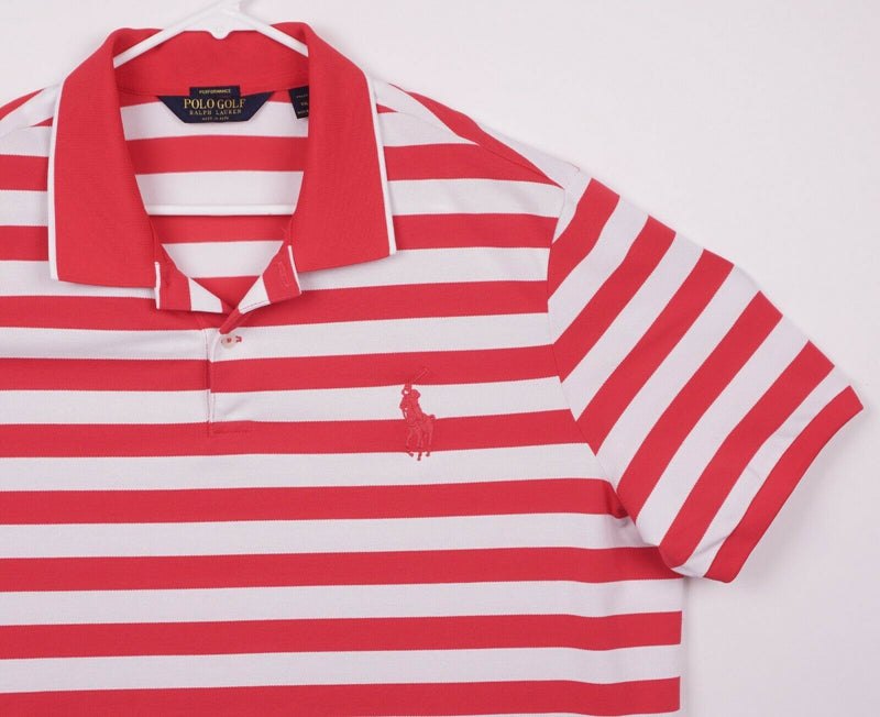 Polo Golf Ralph Lauren Men's 2XL Pro Fit Performance Red Striped Big Pony Shirt