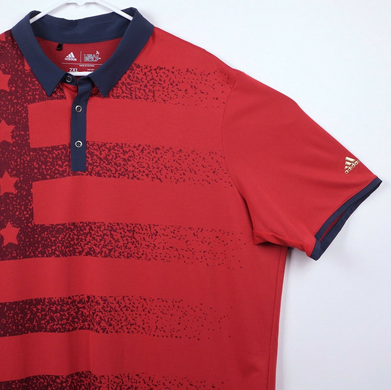 Adidas Men's Sz 2XL Team USA Golf Ryder Cup Red Stars Stripe Golf Polo Shirt