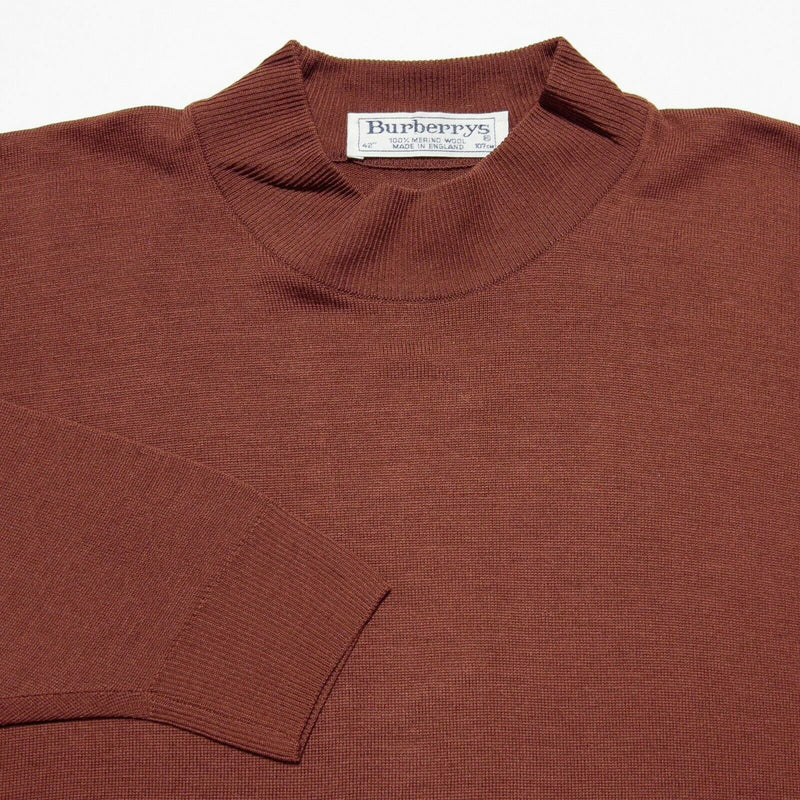 Burberry Women's 42"/107cm (XL?) Merino Wool Knit Brown/Red Turtleneck Sweater