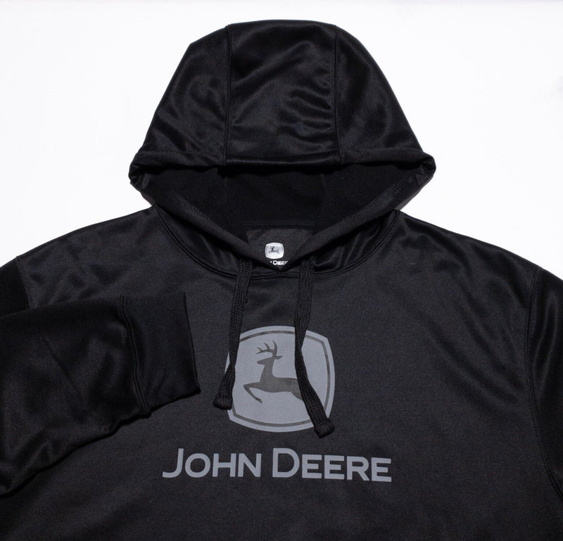 John Deere Hoodie Men's XL Pullover Sweatshirt Logo Black Polyester Wicking