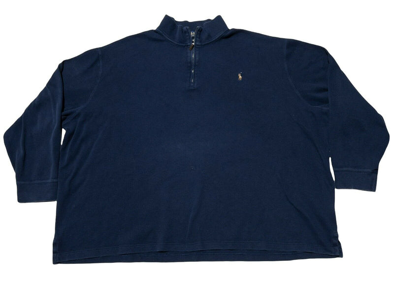 Polo Ralph Lauren Estate Rib 1/4 Zip Sweatshirt Navy Blue Men's 5XB (5XL Big)