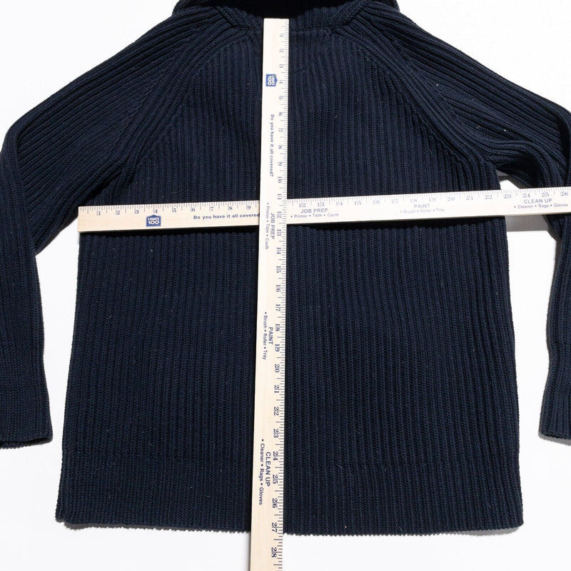 L. L. Bean Cardigan Sweater Mens Large Shawl Collar Heavyweight Chunky Knit Blue