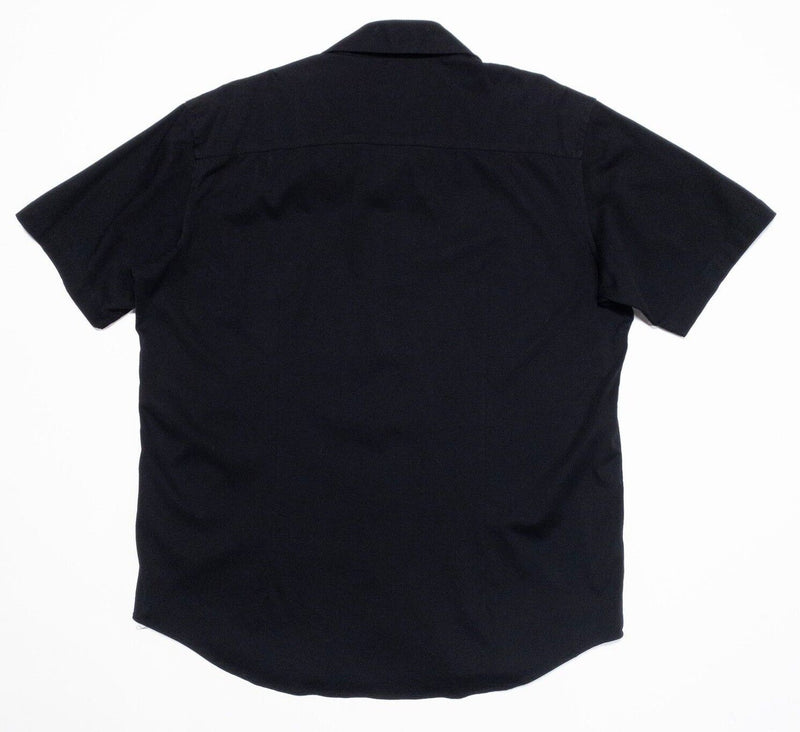 Butter Cloth Shirt XL Men's Short Sleeve Button-Front Solid Black Stretch Dress