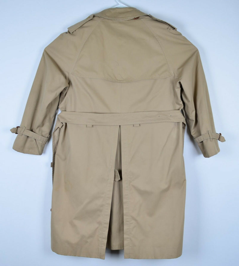 Vintage Burberry Men's 42S Nova Check Wool Removable Liner Khaki Trench Coat