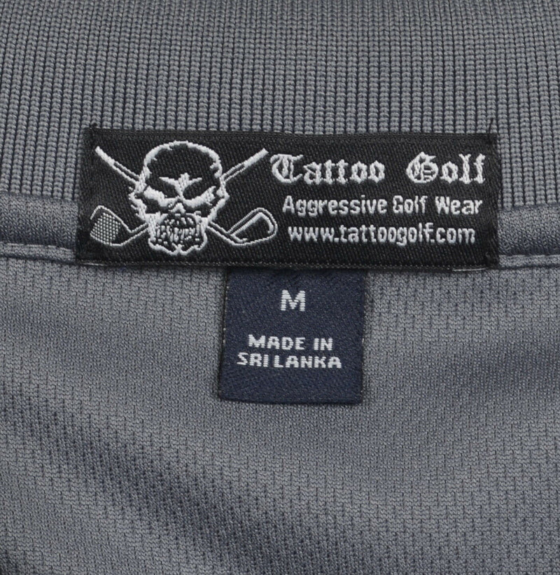Tattoo Golf Men's Sz Medium Skull Club Graphic Print Performance Golf Polo Shirt