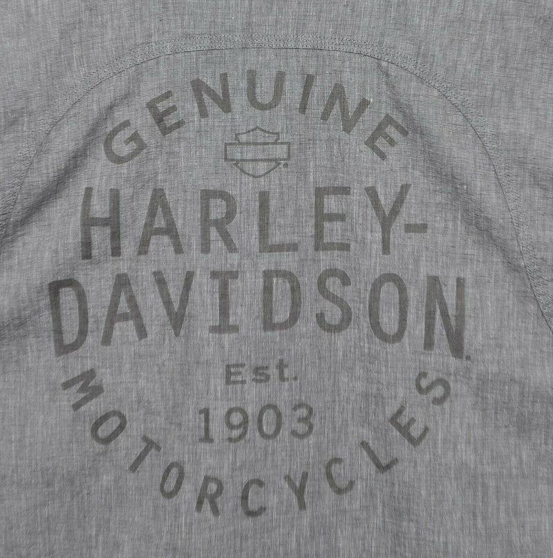 Harley-Davidson Men's XLT Linen Blend Graphic Biker Garage Mechanic Shirt