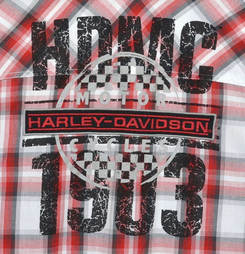 Harley-Davidson Men's 2XL Red Plaid HDMC 1903 Red Plaid Garage Mechanic Shirt