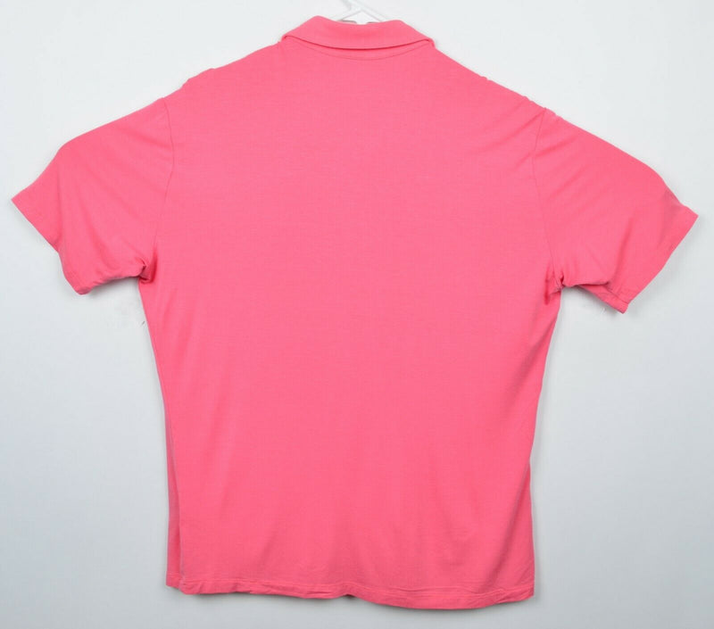 Mizzen + Main Men's Sz Medium Trim Fit Solid Pink Rayon Lycra S/S Polo Shirt