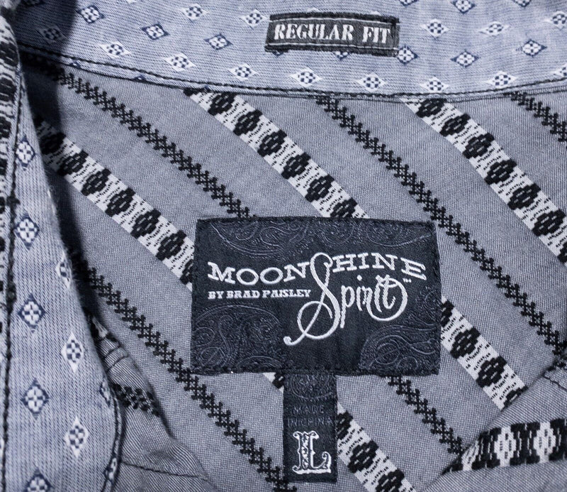 Moonshine Spirit Shirt Large Men's Pearl Snap Brad Paisley Western Rockabilly