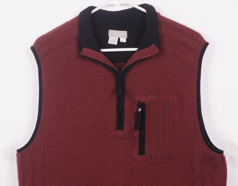 The Territory Ahead Men's Large Lambswool Blend 1/4 Zip Red Sweater Vest