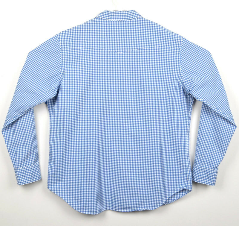 Polo Ralph Lauren Men's Sz Large Pearl Snap Blue Gingham Check Western Shirt