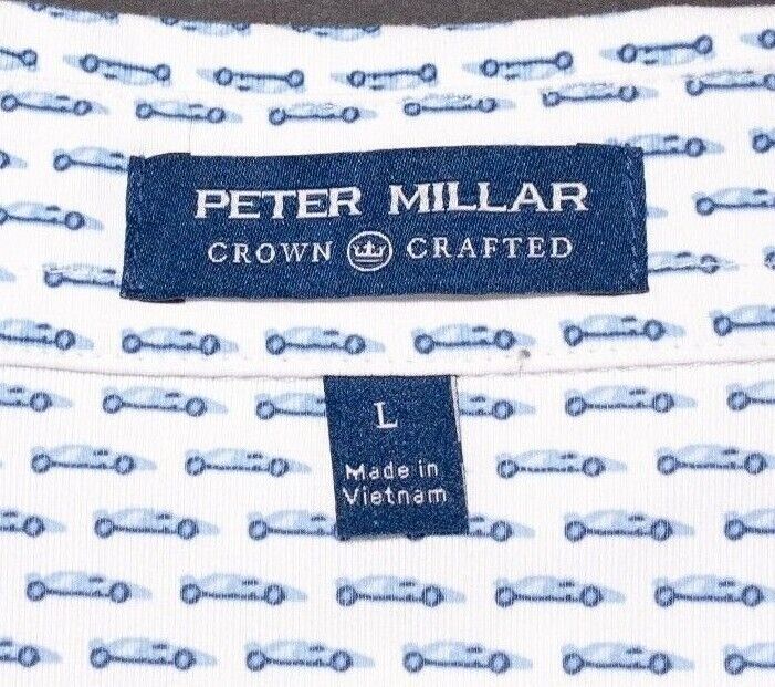 Peter Millar Crown Crafted Large Men's Polo Golf Car Print Torrey Pines Wicking