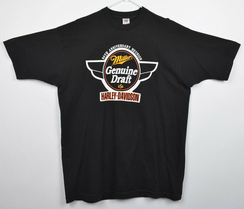 Vintage 93 Harley-Davidson Men's 2XL Miller Genuine Draft 90th Anniversary Shirt