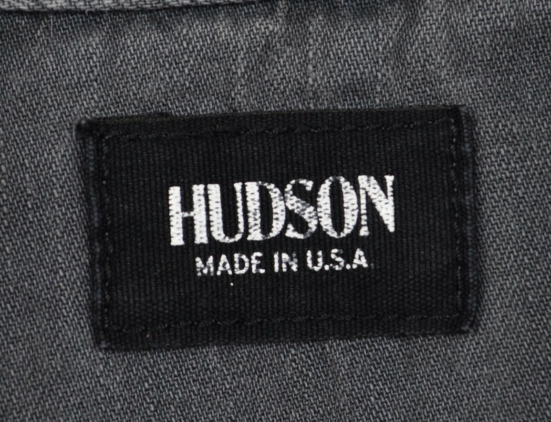Hudson Jeans Men's Medium Gray Snap-Front Long Sleeve USA Made Asher Zip Shirt