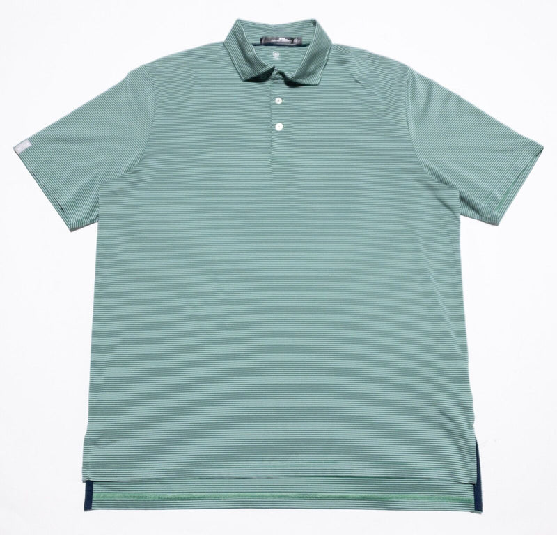 RLX Ralph Lauren Golf Large Men's Polo Shirt Green Striped Wicking Spread Collar
