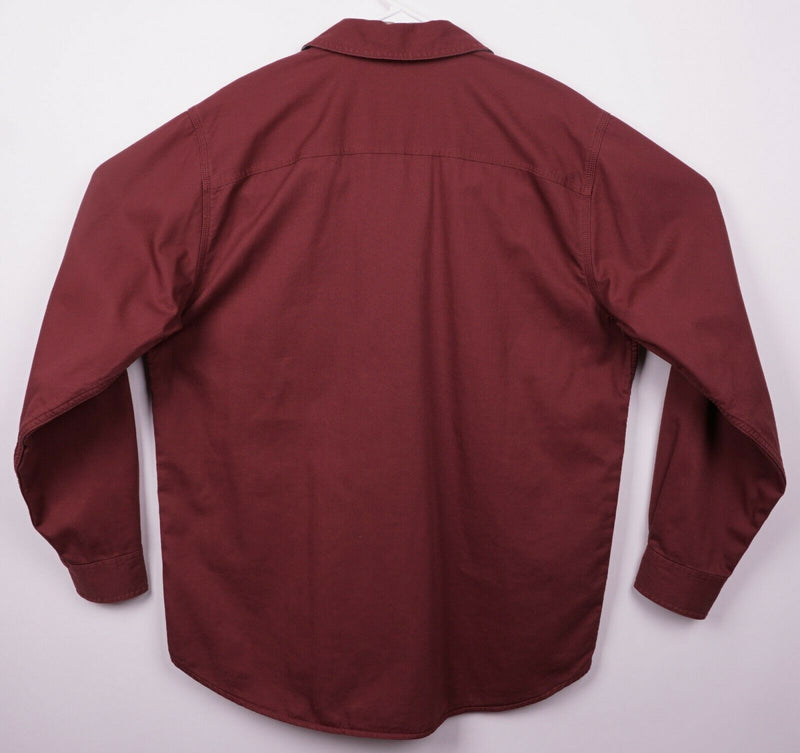 L.L. Bean Men's Sz Medium Solid Red Plaid Flannel Lined Hurricane Shirt