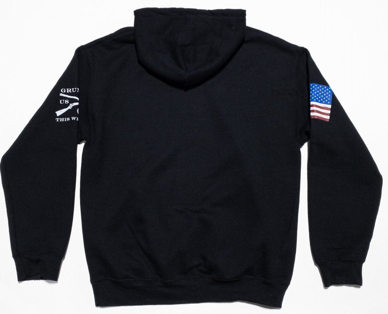 Grunt Style Hoodie Men's Medium USA Flag Logo Solid Black Pullover Sweatshirt