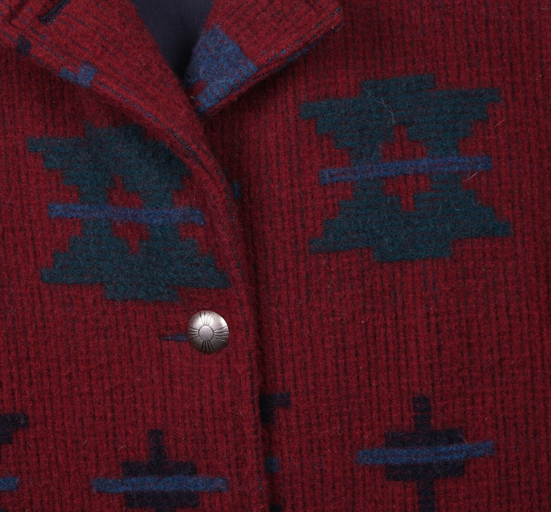 Vtg 80s Woolrich Women's Sz Medium Wool Blend Southwest Aztec Red Blanket Jacket