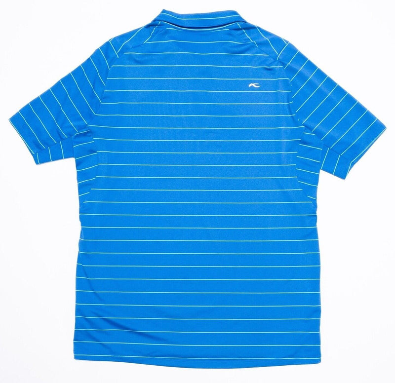 KJUS Golf Polo Small Men's Soren Big Stripes Blue Wicking Stretch Short Sleeve