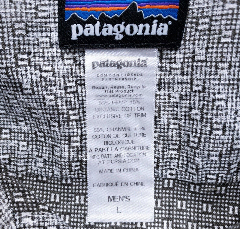 Patagonia Hemp Shirt Large Men's Migration Gray Geometric Button-Front Casual
