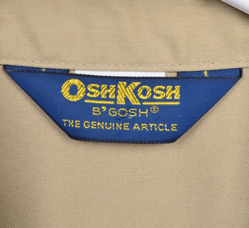 Vintage 80s OshKosh B'gosh Men's XL? Snap-Front Solid Beige USA Work Shirt