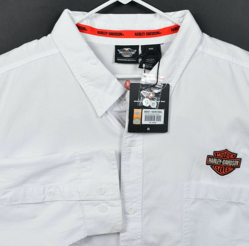 Harley-Davidson Men's 5XL White Embroidered Logo Garage Mechanic Biker Shirt