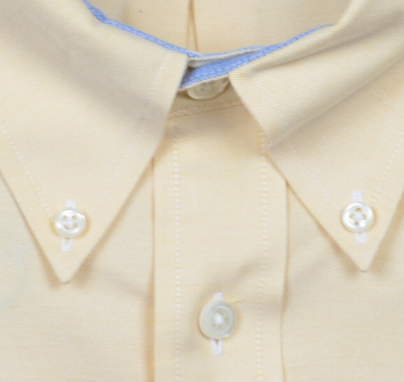 Brooks Brothers Men's 2XL Flip Cuff Non-Iron Yellow Logo Button-Down Dress Shirt