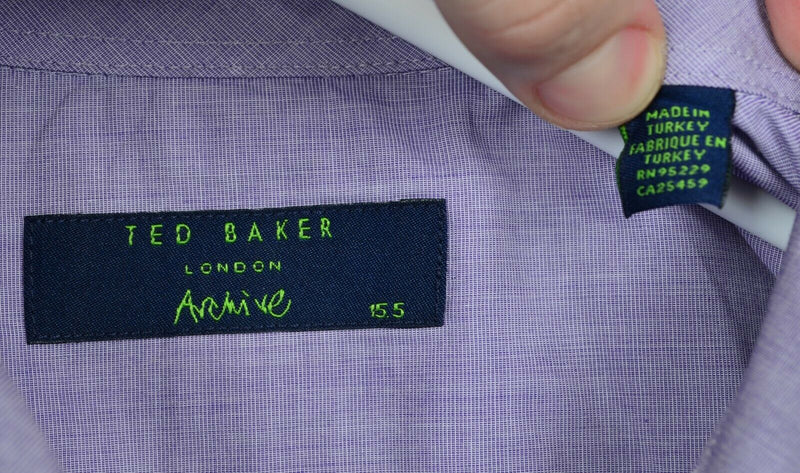 Ted Baker London Men's Sz 15.5 French Cuff Purple Striped Archive Dress Shirt