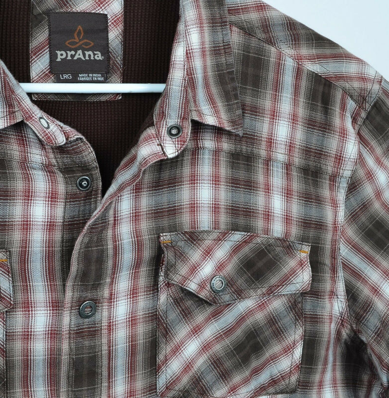 Prana Men's Sz Large Snap-Front Thermal Lined Plaid Long Sleeve Shirt Jacket