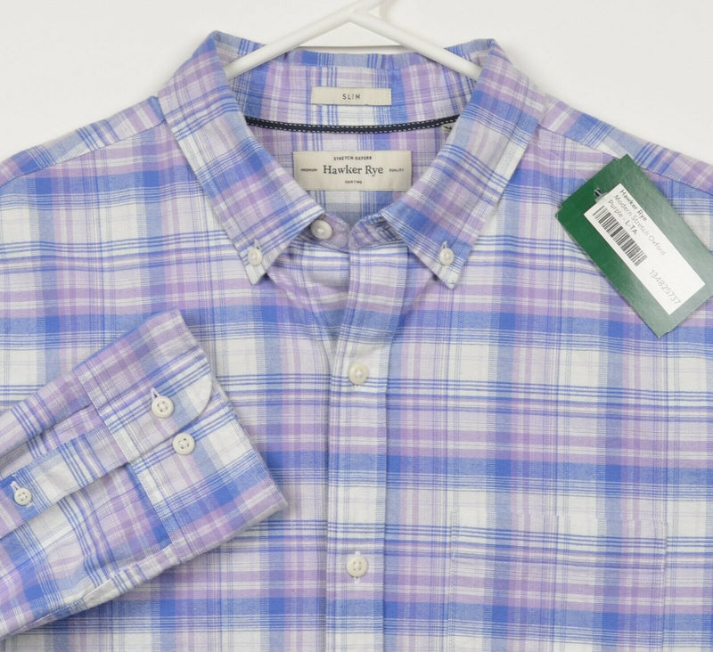 Hawker Rye Men Large Slim Fit Stitch Fix Purple Stretch Button-Down Oxford Shirt