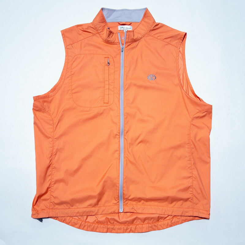 Peter Millar Men's Crush Packable Windbreaker Vest Orange Zip Golf Men's Large