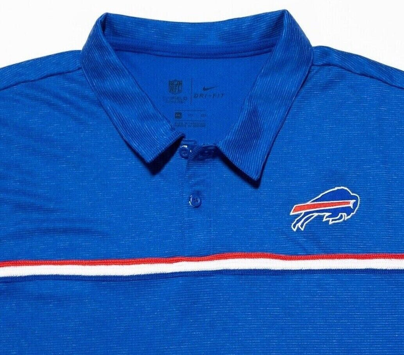 Buffalo Bills Nike Polo XXL Men's NFL On Field Blue Striped Dri-Fit Wicking 2XL