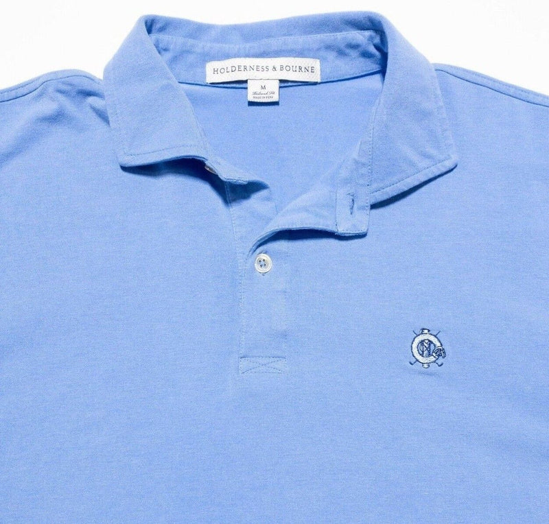 Holderness & Bourne Polo Medium Tailored Fit Mens Shirt Blue Golf Casual Stretch