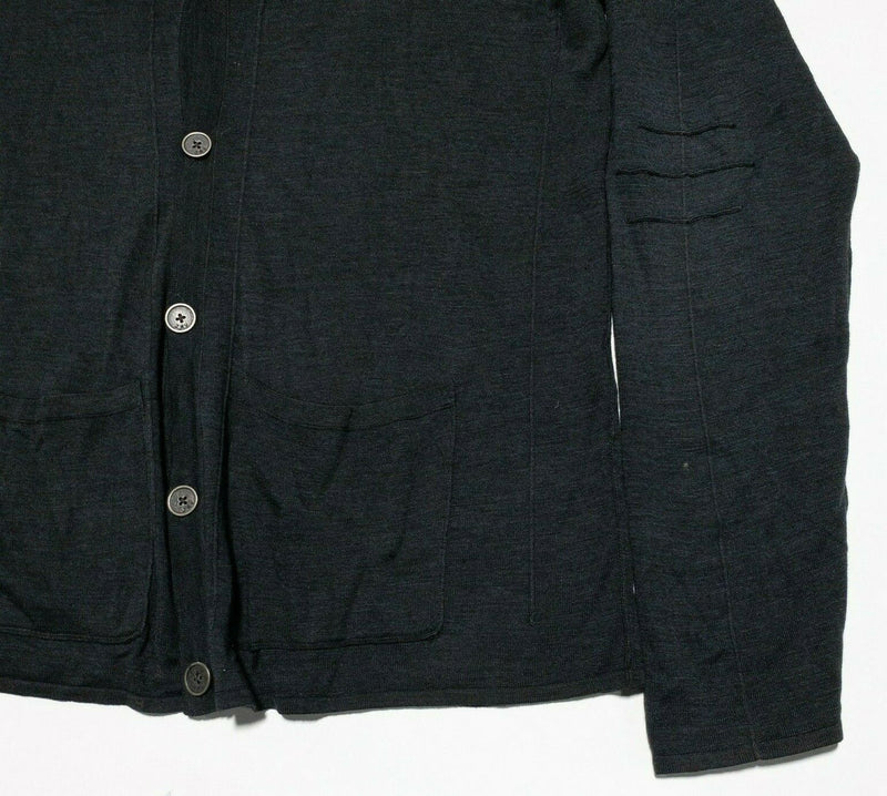 John Varvatos Merino Wool Cardigan Sweater Gray Button-Front Men's Large