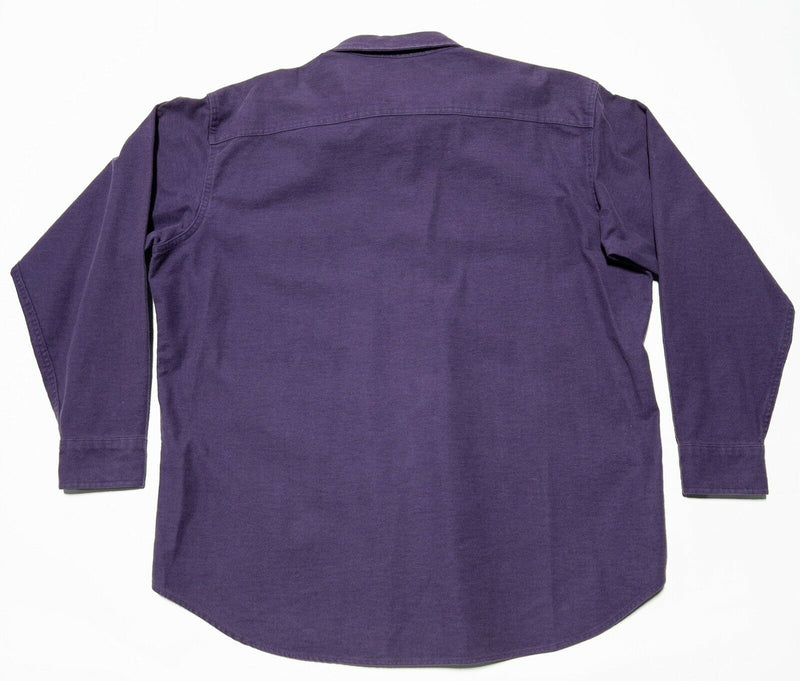 Woolrich Chamois Heavy Flannel Shirt Solid Purple Vintage 90s USA Men's 2XL
