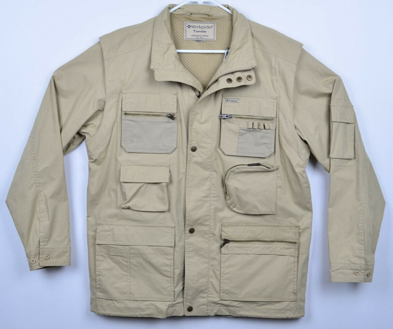 Weekender Traveler Men's Large? Adventure Series Khaki Convertible Vest Jacket
