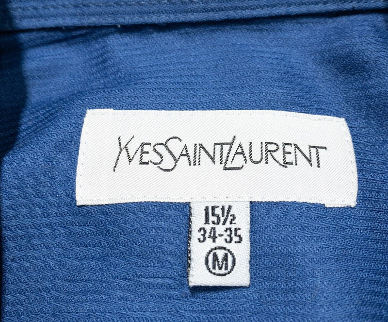 Yves Saint Laurent 15.5-34/35 Men's Dress Shirt Vintage 80s Solid Blue YSL