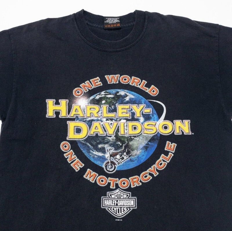 Vintage Harley-Davidson T-Shirt Large Men's 90s One World One Motorcycle Italy