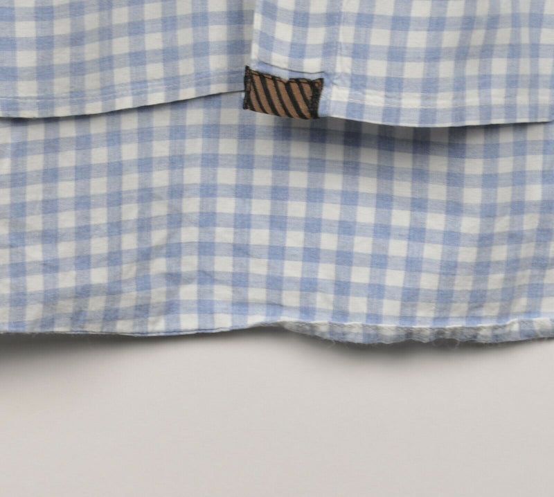 Billy Reid Men's Small Standard Cut Blue White Gingham Check Button-Front Shirt