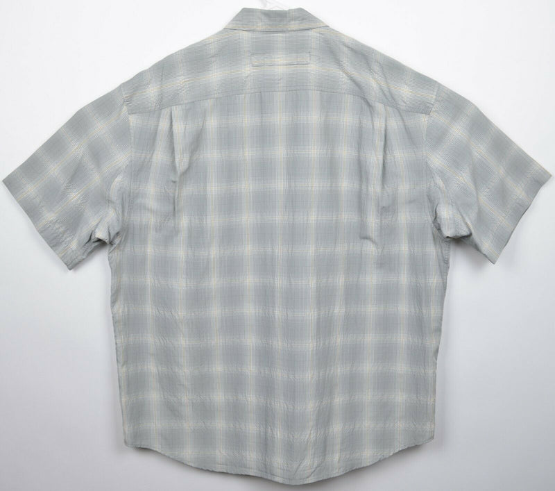 Duluth Trading Co. Men's XL Gray Yellow Plaid Fishing Travel Button-Front Shirt