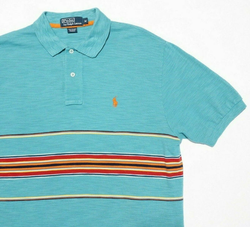 Polo Ralph Lauren Polo Shirt Medium Men's Turquoise Blue Center Stripe