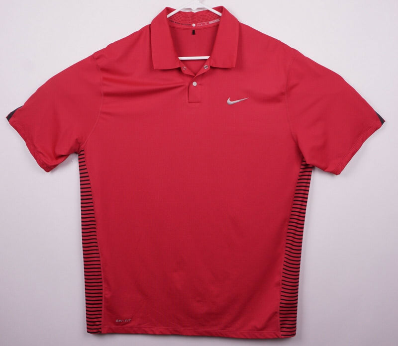 Tiger Woods Collection Men's Large Nike Solid Red Snap Vented Golf Dri-Fit Shirt