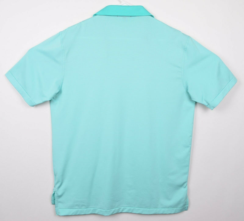 Peter Millar Men's Large Summer Comfort Aqua Blue Micro-Striped Golf Polo Shirt