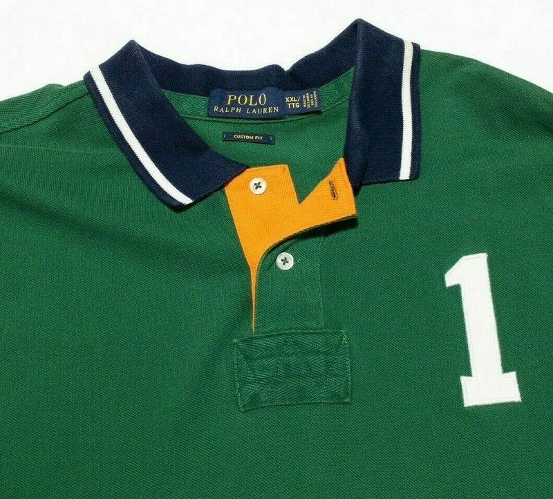 Polo Ralph Lauren 2XL Men's Polo Shirt Embroidered Horses Green Blue Rugby