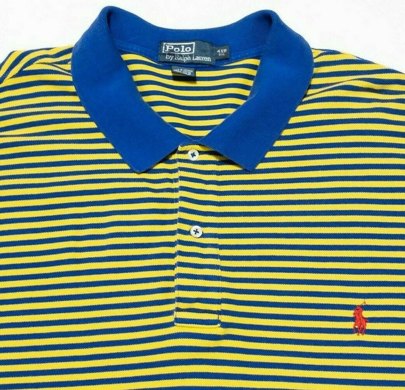 Polo Ralph Lauren 4XB Big & Tall Men's Polo Shirt Blue Yellow Striped 4XL Big