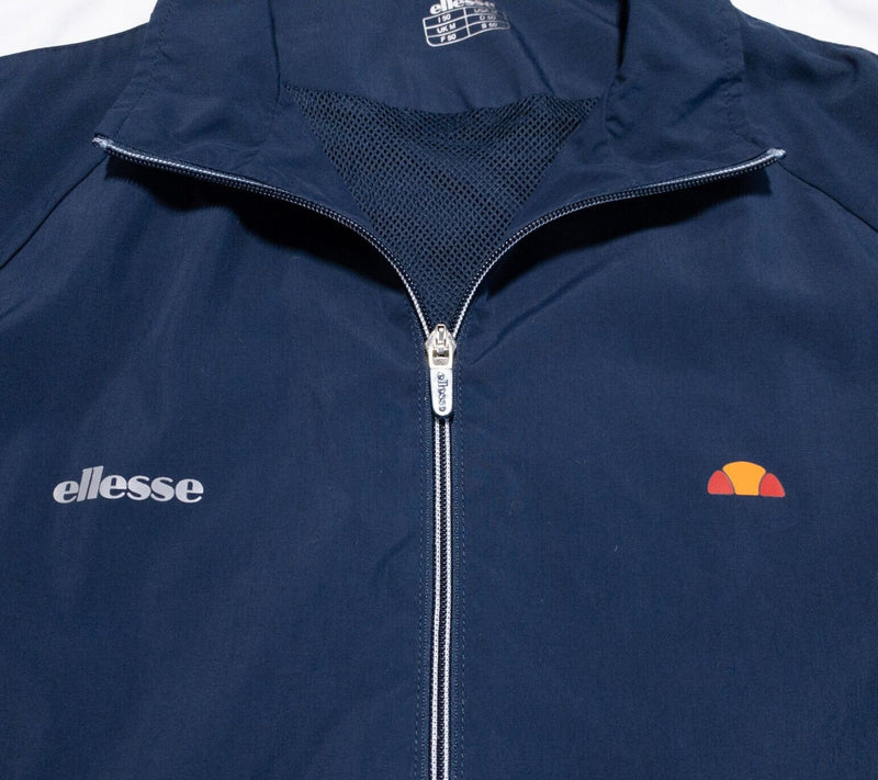 Ellesse Track Jacket Men's Medium Blue White Striped Logo Italia Full Zip